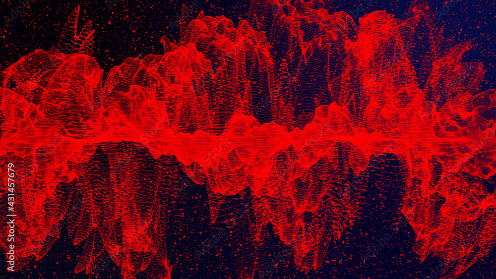 Poster red particles background .