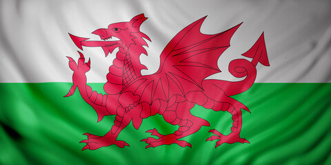 Wales flag waving