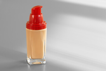 Make up cream foundation with red cap close up