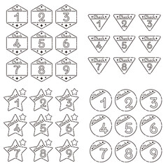 かわいい白黒の数字アイコンセット