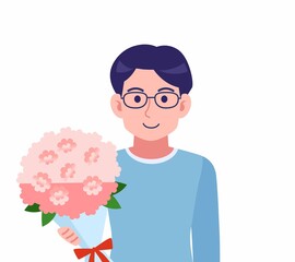 Male of glasses wearing water colored clothes