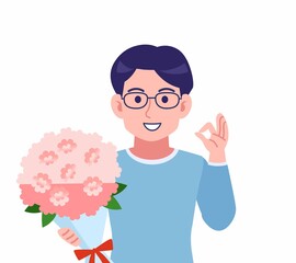 Male of glasses wearing water colored clothes