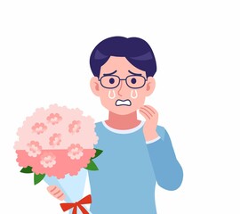 Male of glasses wearing water colored clothes