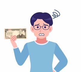 Male of glasses wearing water colored clothes