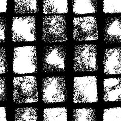 Vector seamless pattern with white grunge textured shapes on black background