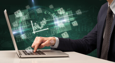 business hand working in stock market