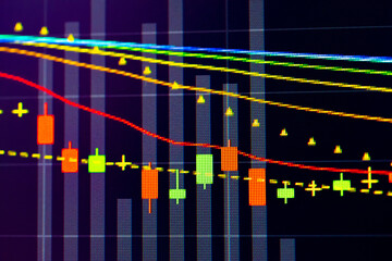 Fototapeta premium Financial accounting of profit summary graphs analysis. The business plan at the meeting and analyze financial numbers to view the performance of the company in stock market exchange.
