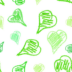 hand drawn oil pastel green hearts