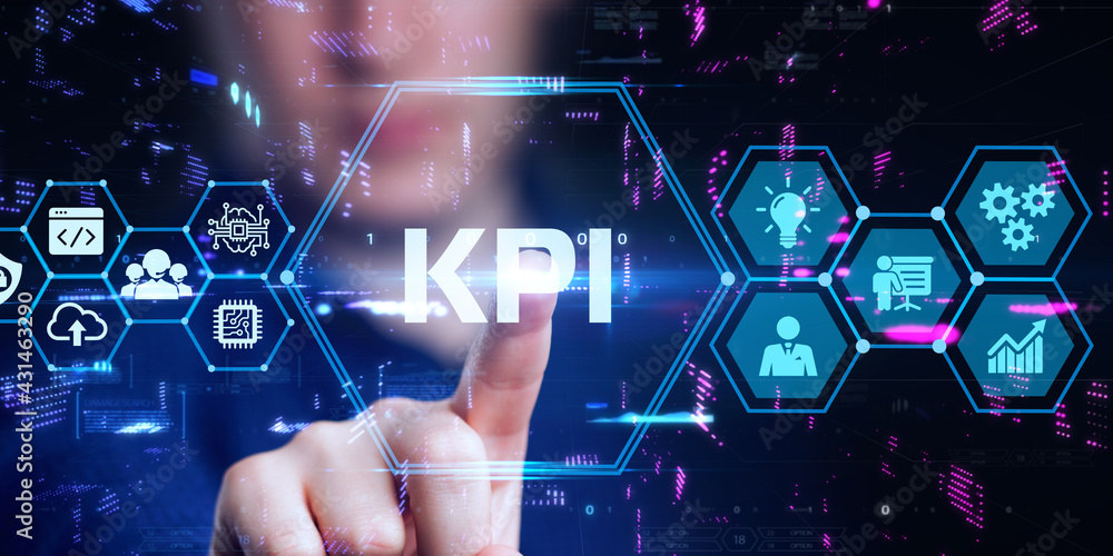 Poster kpi key performance indicator for business concept. business, technology, internet and network conce