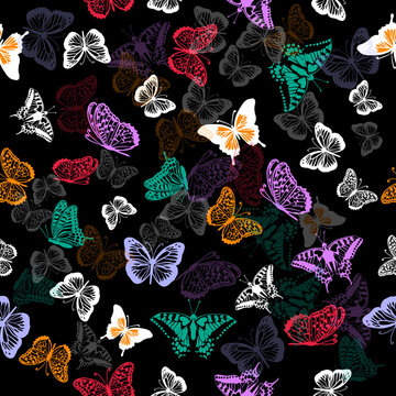 Butterflies seamless pattern. Vector illustration