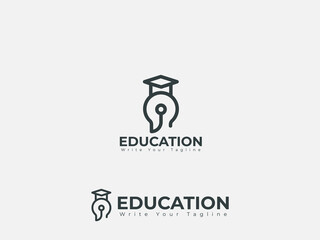 Education logo design concept for a hat, the human brain 
