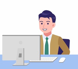 Young man in green tie