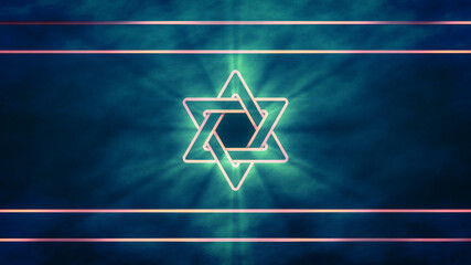 pretty Israel flag with shield of david , computer generated abstract 3D illustration - obrazy, fototapety, plakaty