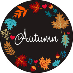 Autumn decoration with leaves. Vector art illustration