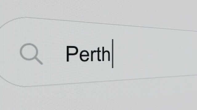 Perth - Internet browser search engine bar typing australian city name.