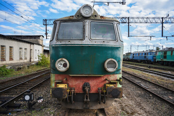 Old abandoned trains on a railway siding in Poland.