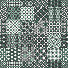 Geometric tiles patchwork abstract wallpaper vector mosaic seamless pattern 