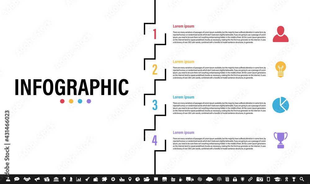 Wall mural infographic design business concept vector illustration with 4 steps or options or processes represe