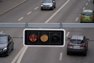 Fototapeta premium Traffic lights above Rosengartenstrasse at City of Zurich. Photo taken April 29th, 2021, Zurich, Switzerland.