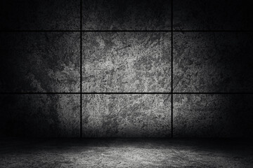 Empty of Studio dark room concrete floor grunge texture background.