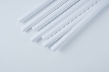 White wall molding. Repair home improvement. White background.