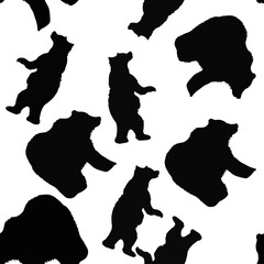 Seamless pattern with a silhouette of a bear.