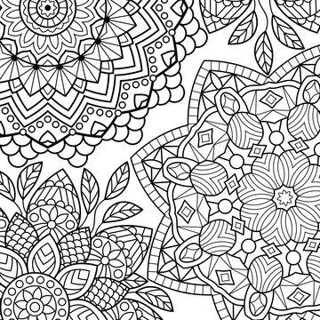 Coloring book pages. Mandala background. Indian antistress medallion. Abstract islamic flower, arabic henna design, yoga symbol. Vector illustration