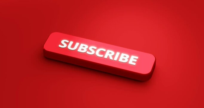 Subscribe button or subscription online membership on red background with notification channel. 3D rendering.
