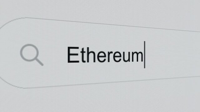 Ethereum - Internet browser search engine bar typing crypto currency name.