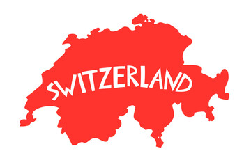 Vector hand drawn stylized map of Switzerland. Travel illustration. Geography illustration. Europe map element