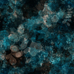 Icy leaves. Seamless texture with foliage and blots