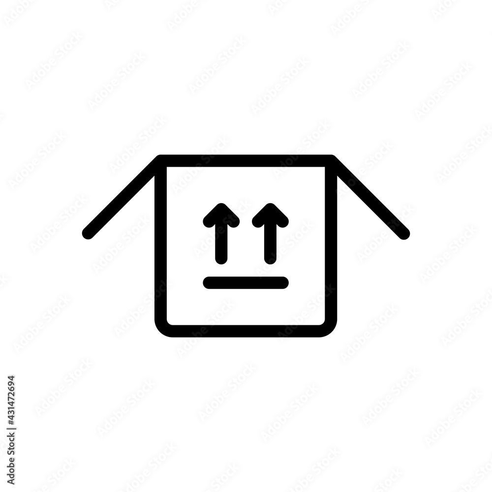 Poster delivery box, simple carton package icon. black linear icon with editable stroke on white background