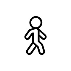 Walking pedestrian, simple silhouette of man. Black linear icon with editable stroke on white background