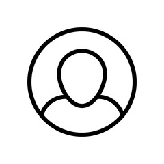 Simple user avatar, admin or member, business icon. Black linear icon with editable stroke on white background