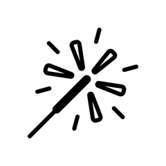 Obraz premium Sparkler beam, simple icon of firework. Black linear icon with editable stroke on white background