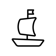 Cruise ship, ocean liner, sea boat. Black linear icon with editable stroke on white background
