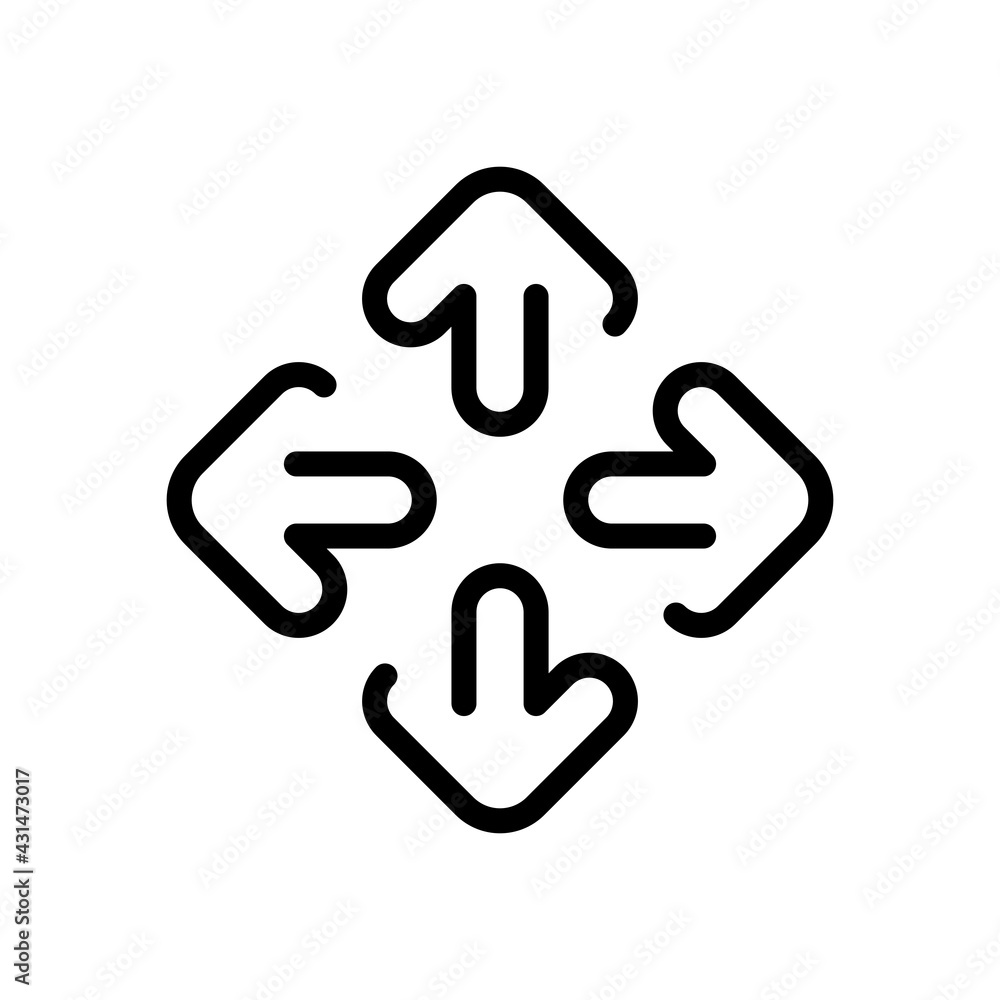 Poster arrow, direction or pointer, simple icon. black linear icon with editable stroke on white background