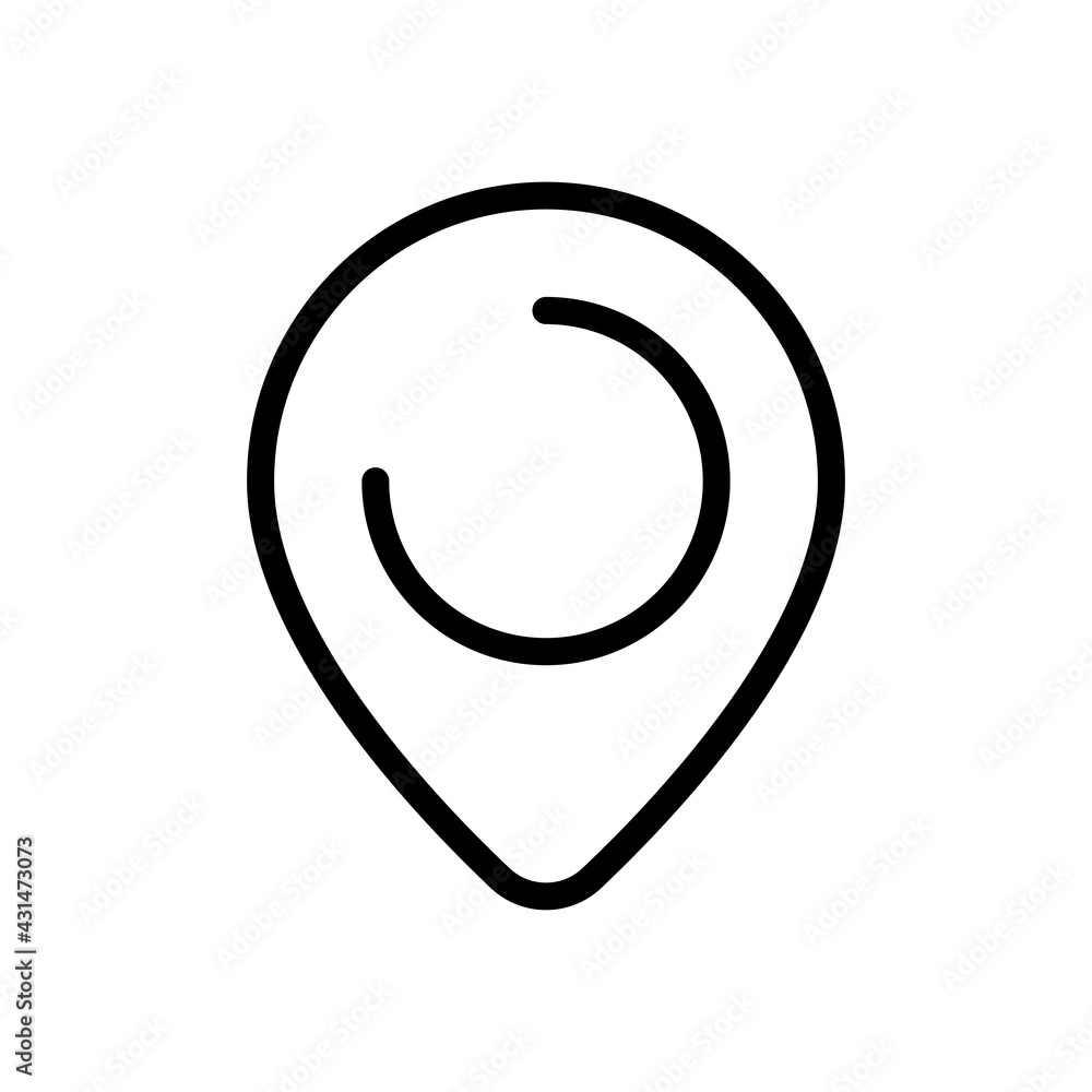 Poster location point, map marker, simple pin icon. black linear icon with editable stroke on white backgro