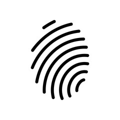 Fingerprint, unique identity of person, digital or biometric security. Black linear icon with editable stroke on white background