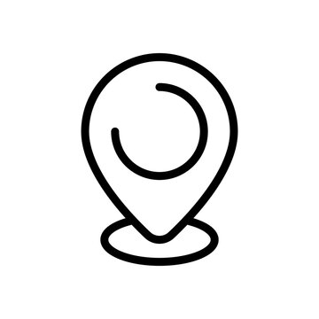 Location Point, Map Marker, Simple Pin Icon. Black Linear Icon With Editable Stroke On White Background