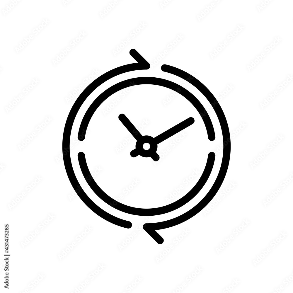 Poster timer in circle, simple clock or watch, time icon. black linear icon with editable stroke on white b