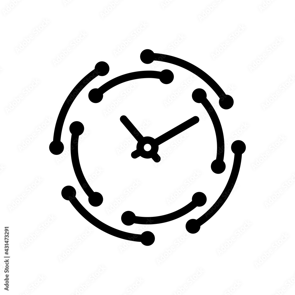 Poster timer in circle, simple clock or watch, time icon. black linear icon with editable stroke on white b