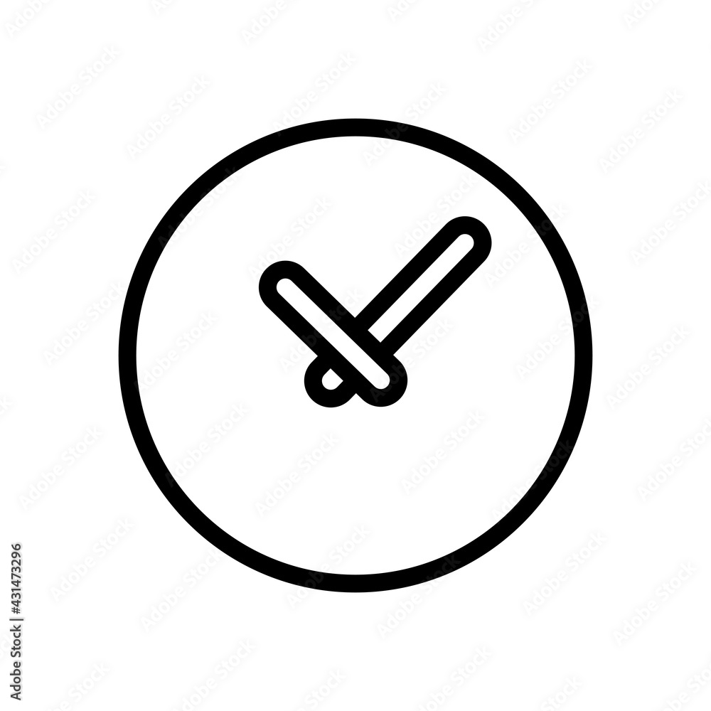 Poster timer in circle, simple clock or watch, time icon. black linear icon with editable stroke on white b