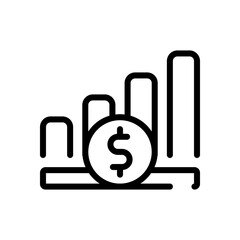 Growing graph, grow arrow, increase of business, economic success. Black linear icon with editable stroke on white background