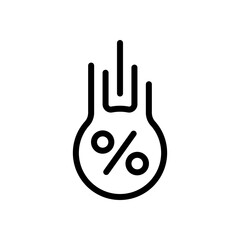 Percent down, low price, reduce cost, business icon. Black linear icon with editable stroke on white background