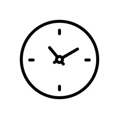 Timer in circle, simple clock or watch, time icon. Black linear icon with editable stroke on white background