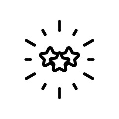 Excellence, shiny star, 5 rate. Black linear icon with editable stroke on white background