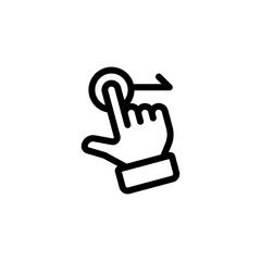 Swipe action by finger, simple icon. Black linear icon with editable stroke on white background
