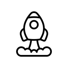 Naklejka premium Simple rocket icon, space ship. Black linear icon with editable stroke on white background
