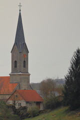 view of church with a steeple